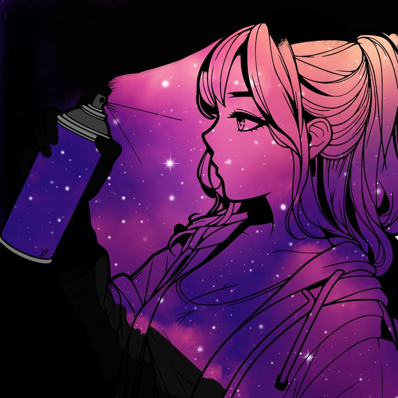 a realistic girl spray, painting