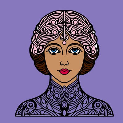 portrait of a simple woman in gustav klimt style