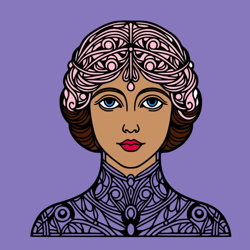 portrait of a simple woman in gustav klimt style