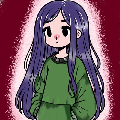 a girl in a sweatshirt with long hair