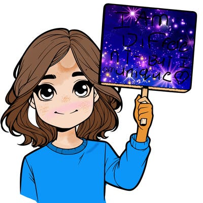 realistic girl holding up a sign