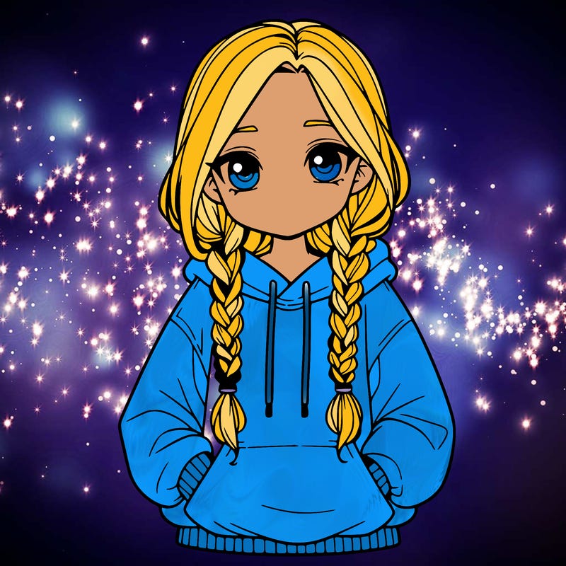 a realistic girl with a oversized hoodie and she has braids