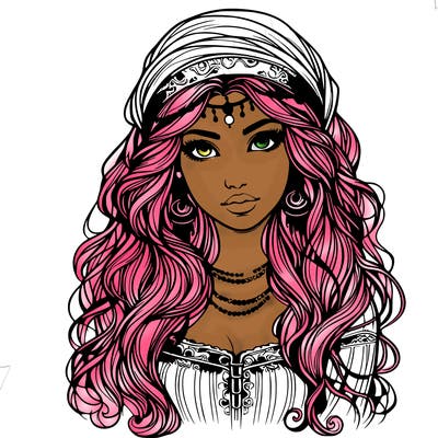 realistic beautiful mysterious gypsy girl