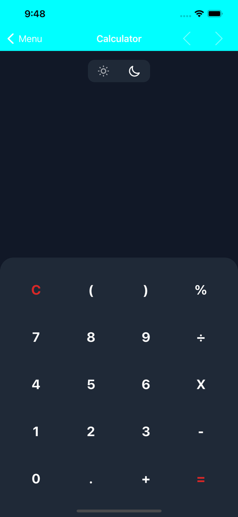 BMR Calculator Body Health - 숫자 키패드를 특징으로 하는 BMR 계산기 건강 관리 앱 내의 다크 모드 계산기 인터페이스