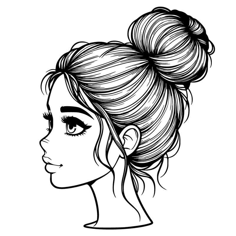 realistic girl with bun