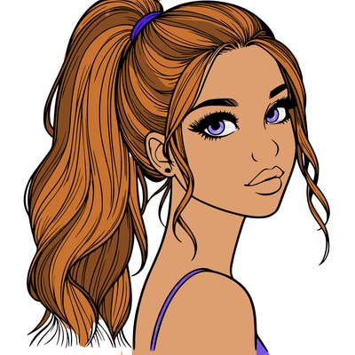 realistic pretty girl with high pony tail
