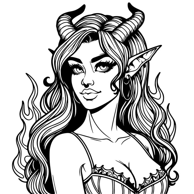 hot deamon woman realistic