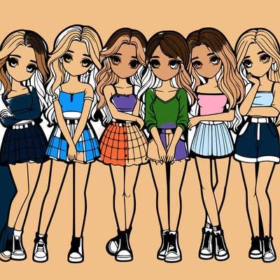 a group of girls realistic