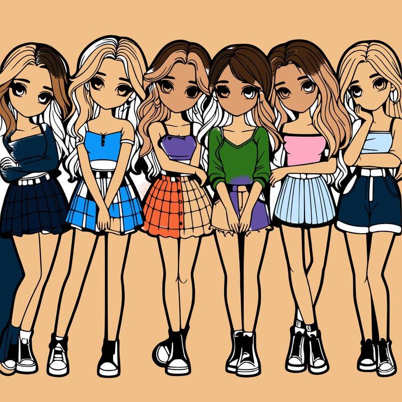 a group of girls realistic