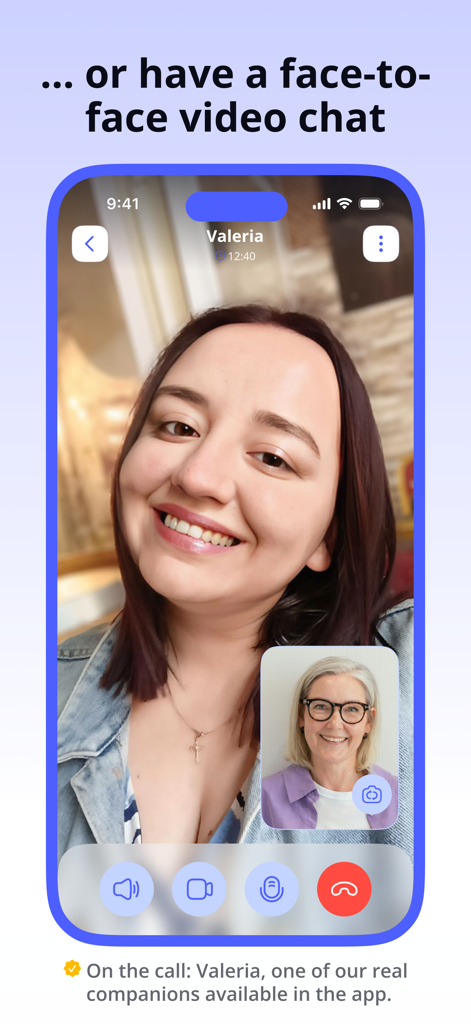 NewCircle: Talk & Support - Two women smiling while having a face-to-face video chat on NewCircle