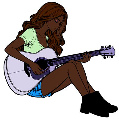 realistic woman play guitar