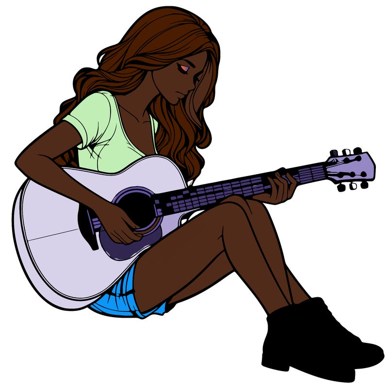 realistic woman play guitar