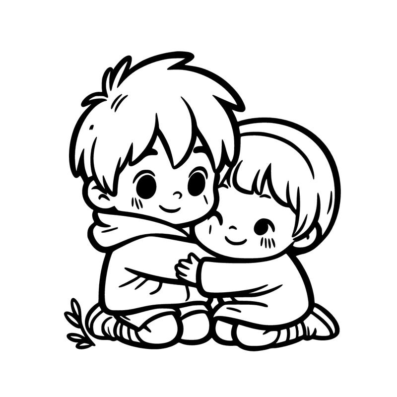 little boy hugging small little sister