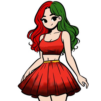 woman in a skirt and crop top