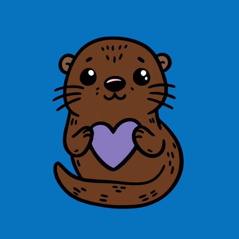 otter with a heart