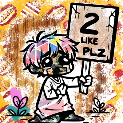 small poor toddler crying with sign that says 2 like plz