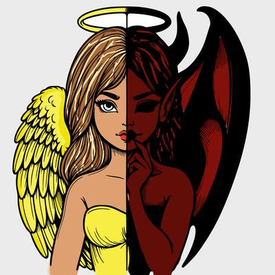 realistic angel half demon