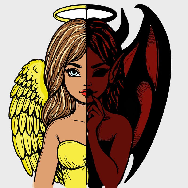 realistic angel half demon