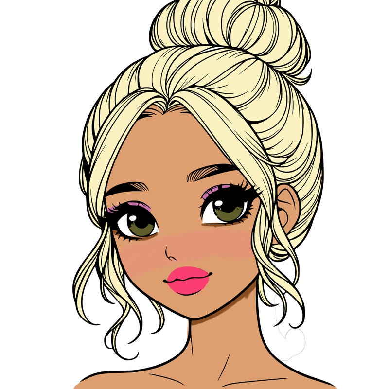 realistic pretty girl with hair in bun