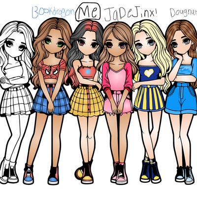 a group of girls realistic