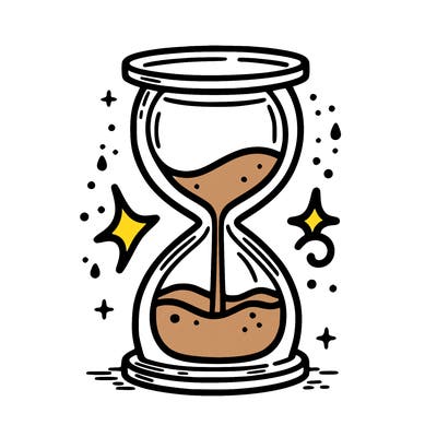 hour glass with sand falling into water pool on bottom level symbolizing air and water signs