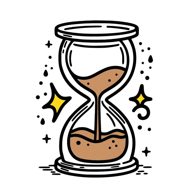 hour glass with sand falling into water pool on bottom level symbolizing air and water signs