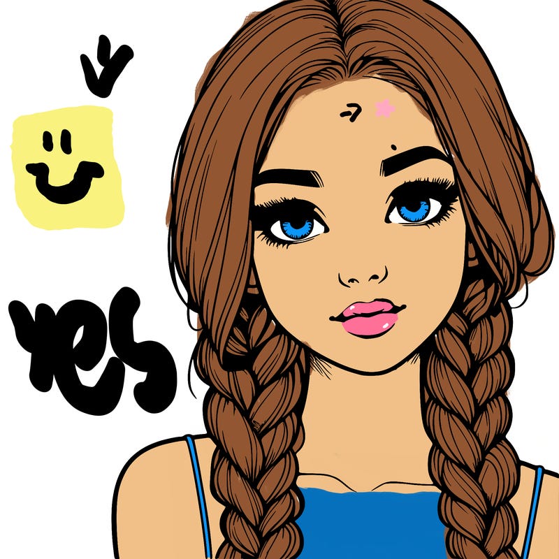 realistic girl with braids