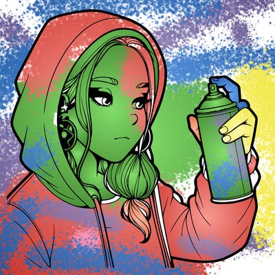 a realistic girl, spray painting