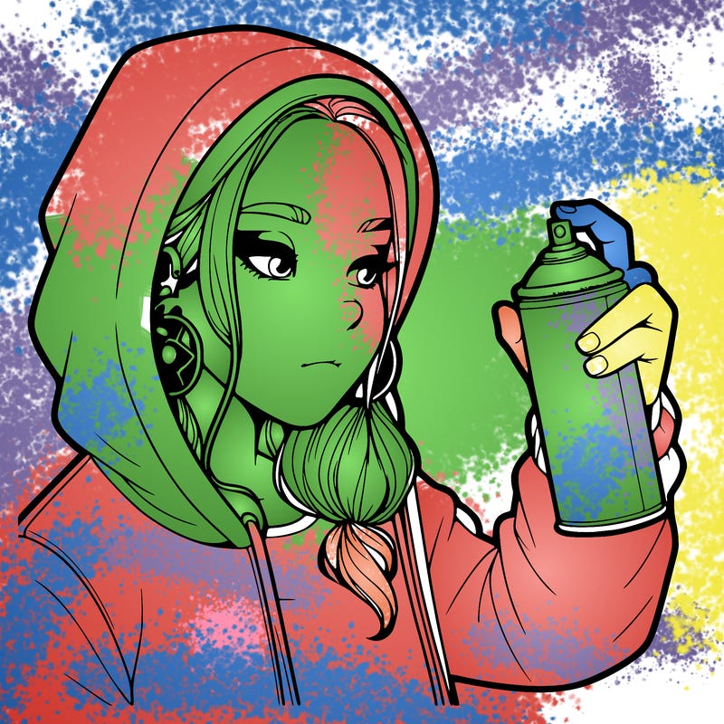 a realistic girl, spray painting