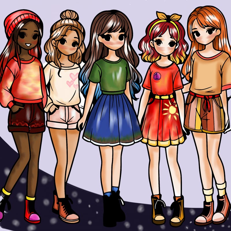 a group of five girls