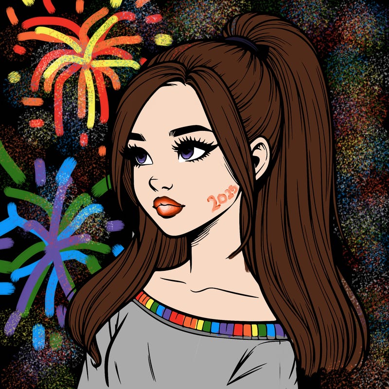 realistic girl with a high ponytail