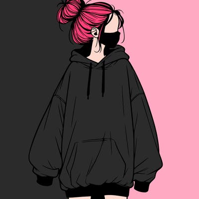 realistic girl with a oversized sweatshirt on and a bun