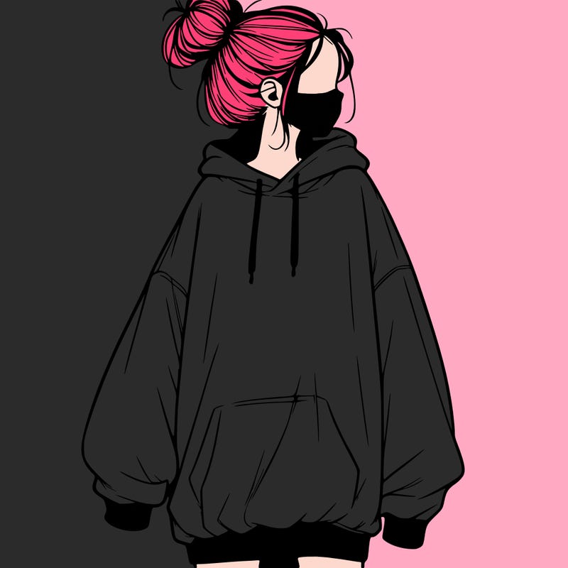 realistic girl with a oversized sweatshirt on and a bun