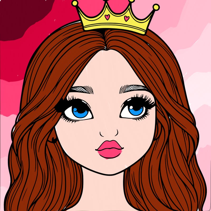 a realistic girl with a crown on