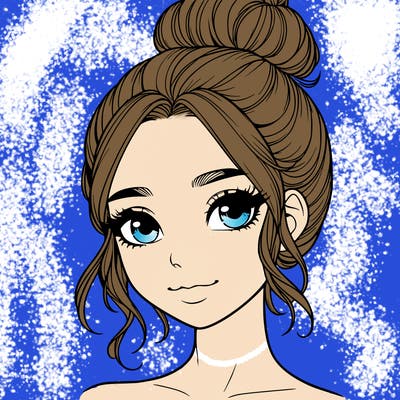 realistic pretty girl with hair in bun