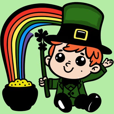 leprechaun with rainbow