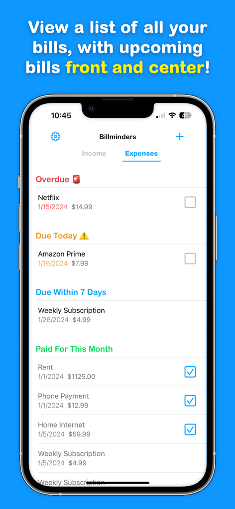 Billminders - Bill Organizer - Finance App | MWM