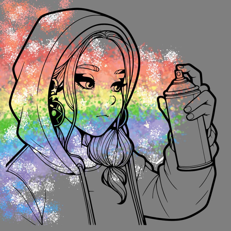 a realistic girl, spray painting