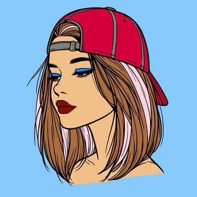 realistic  girl with a backwards hat