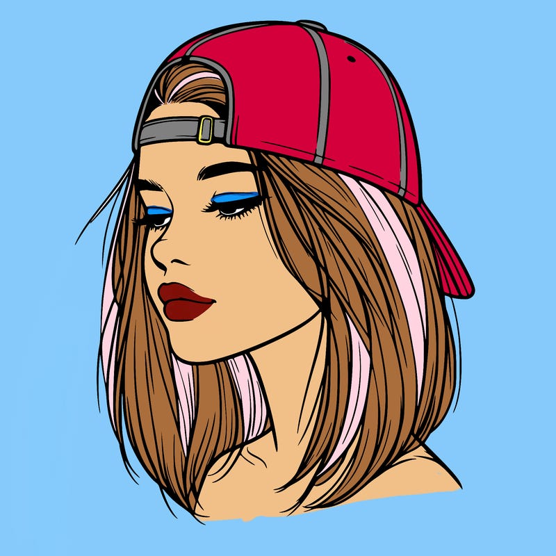 realistic  girl with a backwards hat