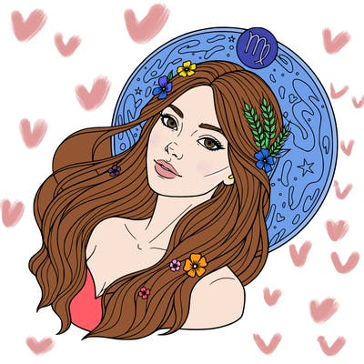 zodiac girl virgo head to shoulders