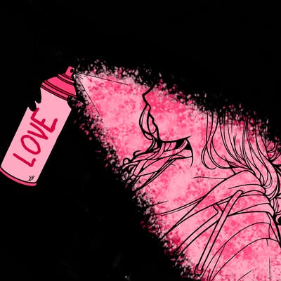 a realistic girl spray, painting