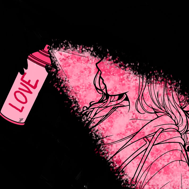 a realistic girl spray, painting