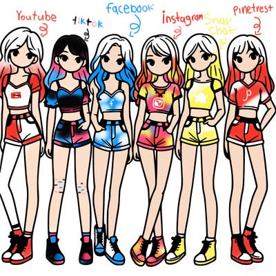 a group of girls wearing crop tops and shorts