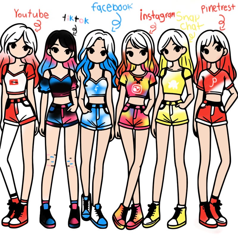 a group of girls wearing crop tops and shorts