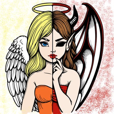 realistic angel half demon