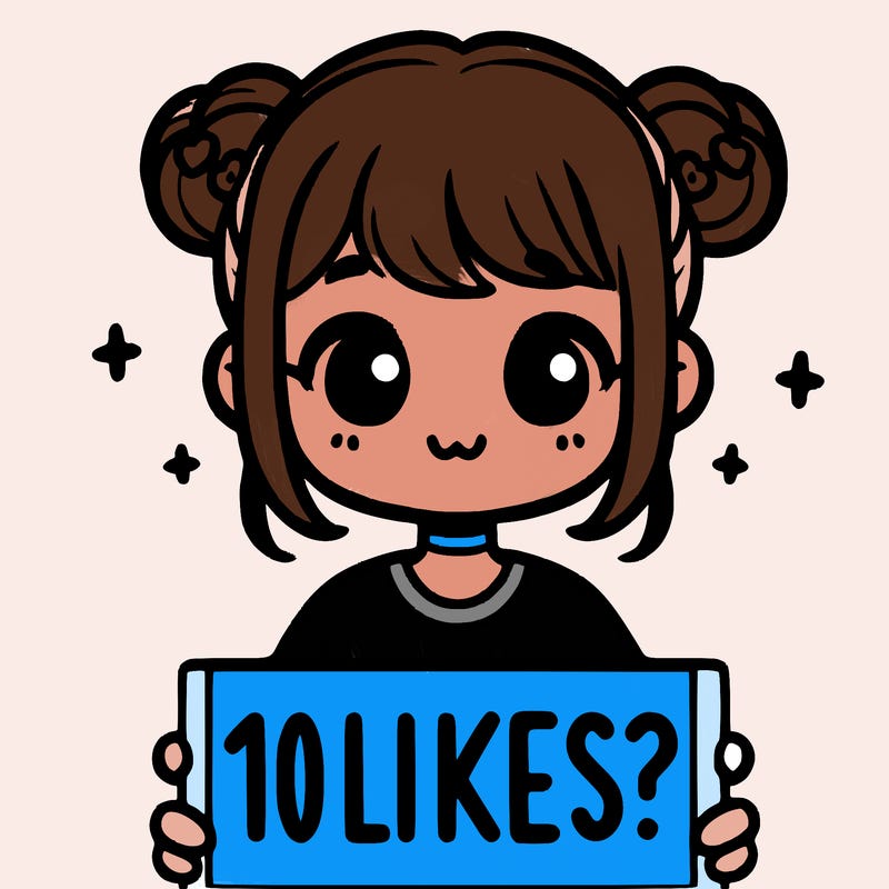 cute girl that is holding a sign that says 10 likes?