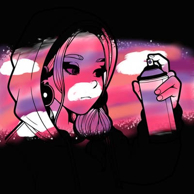 a realistic girl, spray painting