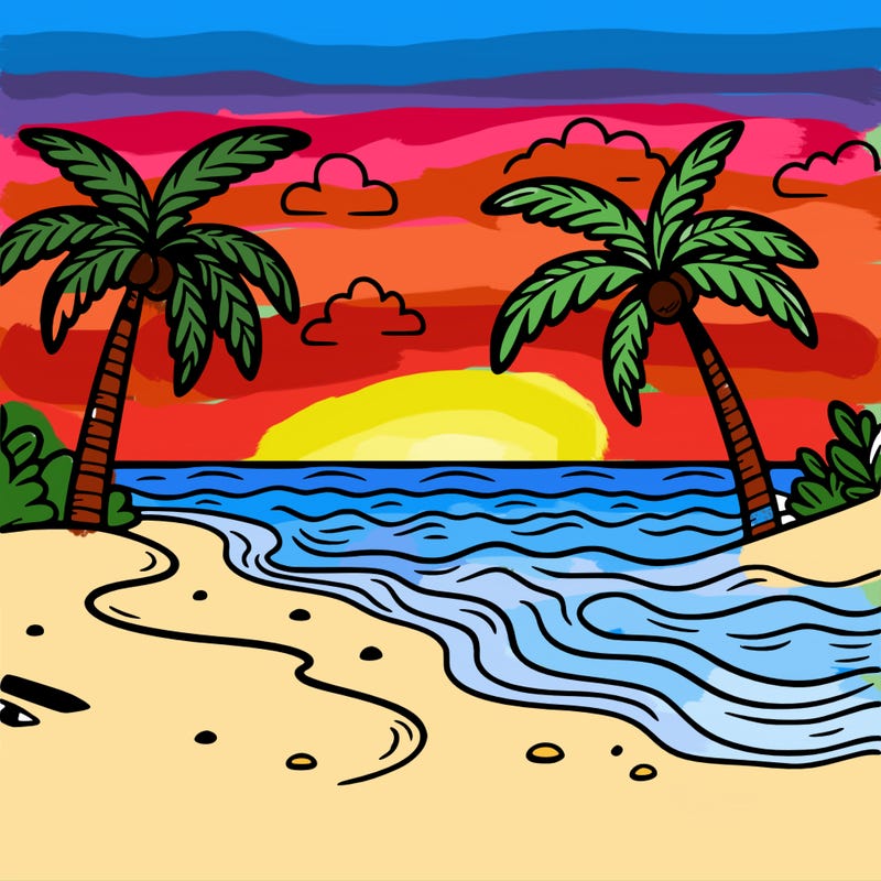 sandy beach with palm trees