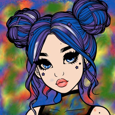 realistic girl with space buns